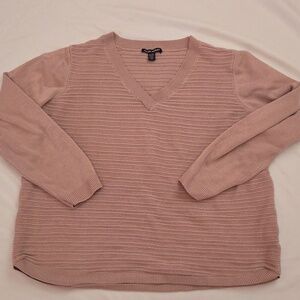 Hilary Radley V-neck Pale Pink Sweater Size XL